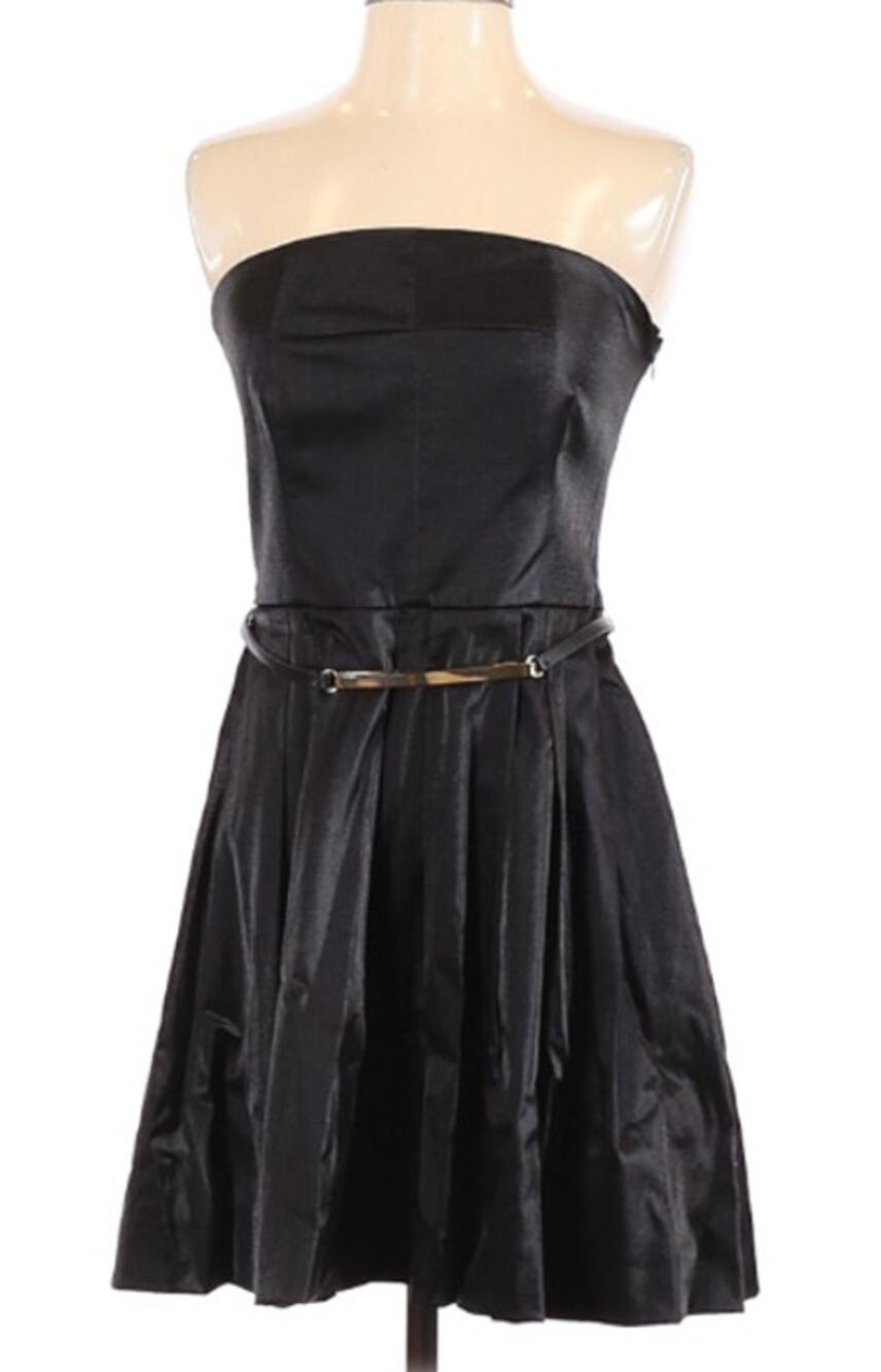 RACHEL Rachel Roy Black Belted Strapless Fit & Flare Mini Party Dress Size 4